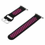 Silicone Strap Watch Band For Apple Watch Series 8&7 41mm / SE 2&6&SE&5&4 40mm / 3&2&1 38mm(Black + Rose Red)