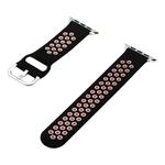 Silicone Strap Watch Band For Apple Watch Series 8&7 41mm / SE 2&6&SE&5&4 40mm / 3&2&1 38mm(Black Pink)