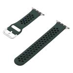 Silicone Strap Watch Band For Apple Watch Series 9&8&7 41mm / SE 3&SE 2&6&SE&5&4 40mm / 3&2&1 38mm(Dark Green + Black)