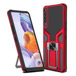 For LG Stylo 7 Armor 2 in 1 PC + TPU Magnetic Shockproof Case with Foldable Holder(Red)