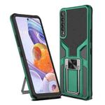 For LG Stylo 7 Armor 2 in 1 PC + TPU Magnetic Shockproof Case with Foldable Holder(Green)