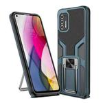 For Motorola Moto G Stylus 2021 Armor 2 in 1 PC + TPU Magnetic Shockproof Case with Foldable Holder(Cyan)