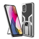 For Motorola Moto G Stylus 2021 Armor 2 in 1 PC + TPU Magnetic Shockproof Case with Foldable Holder(Silver)