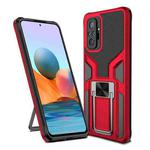 For Xiaomi Redmi Note 10 Pro Armor 2 in 1 PC + TPU Magnetic Shockproof Case with Foldable Holder(Red)