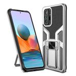 For Xiaomi Redmi Note 10 Pro Armor 2 in 1 PC + TPU Magnetic Shockproof Case with Foldable Holder(Silver)