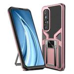 For Xiaomi Mi 10S Armor 2 in 1 PC + TPU Magnetic Shockproof Case with Foldable Holder(Rose Gold)