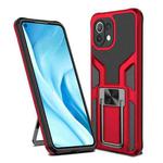 For Xiaomi Mi 11 Lite Armor 2 in 1 PC + TPU Magnetic Shockproof Case with Foldable Holder(Red)