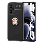 For OPPO Realme GT Neo2 Metal Ring Holder 360 Degree Rotating TPU Phone Case(Black+Rose Gold)