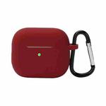 Wireless Earphone Silicone Protective Case with Hook for AirPods 3(Wine Red)