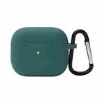 Wireless Earphone Silicone Protective Case with Hook for AirPods 3(Pine Forest Green)