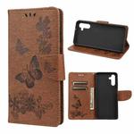 For Samsung Galaxy A13 5G Butterfly Embossed Horizontal Flip Leather Phone Case with Card Slot & Holder(Brown)