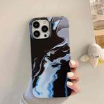 For iPhone 13 mini Marble Shockproof PC Phone Case (Black Blue)