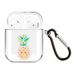 For AirPods 1 / 2 High Transparent TPU Colorful Painting Earphone Protective Case with Hook(Pineapple)