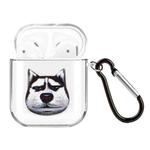 For AirPods 1 / 2 High Transparent TPU Colorful Painting Earphone Protective Case with Hook(Husky)