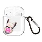 For AirPods 1 / 2 High Transparent TPU Colorful Painting Earphone Protective Case with Hook(Alpaca)