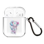 For AirPods 1 / 2 High Transparent TPU Colorful Painting Earphone Protective Case with Hook(National Elephant)
