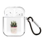 For AirPods 1 / 2 High Transparent TPU Colorful Painting Earphone Protective Case with Hook(A Pot of Flower)