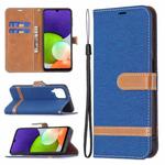 For Samsung Galaxy A22 4G Color Matching Denim Texture Horizontal Flip Leather Phone Case with Holder & Card Slots & Wallet & Lanyard(Royal Blue)
