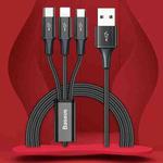 Baseus CAJS000001 Rapid Series 3.5A USB to 8 Pin + USB-C / Type-C + Micro USB Data Cable, Cable Length: 1.2cm(Black)