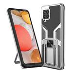 For Samsung Galaxy A42 5G Armor 2 in 1 Magnetic Shockproof Phone Case with Foldable Holder(Silver)