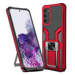 For Samsung Galaxy S20 Armor 2 in 1 Magnetic Shockproof Phone Case with Foldable Holder(Red)