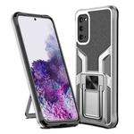 For Samsung Galaxy S20 Armor 2 in 1 Magnetic Shockproof Phone Case with Foldable Holder(Silver)