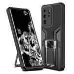 For Samsung Galaxy S20 Ultra Armor 2 in 1 Magnetic Shockproof Phone Case with Foldable Holder(Black)