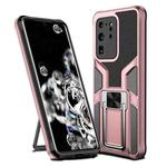 For Samsung Galaxy S20 Ultra Armor 2 in 1 Magnetic Shockproof Phone Case with Foldable Holder(Rose Gold)