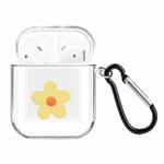 For AirPods 1 / 2 High Transparent TPU Silicone Patch Earphone Protective Case with Hook(Yellow Flower)