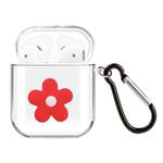 For AirPods 1 / 2 High Transparent TPU Silicone Patch Earphone Protective Case with Hook(Red Flower)