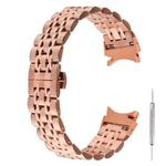 For Samsung Galaxy Watch4 40mm/44mm Seven-bead Stainless Steel Watch Band(Rose Gold)