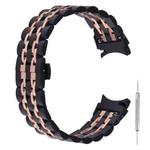 For Samsung Galaxy Watch4 40mm/44mm Seven-bead Stainless Steel Watch Band(Black Rose Gold)