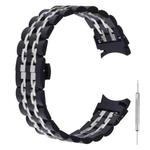 For Samsung Galaxy Watch4 40mm/44mm Seven-bead Stainless Steel Watch Band(Black Silver)