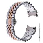 For Samsung Galaxy Watch4 40mm/44mm Five-bead Stainless Steel Watch Band(Silver Rose Gold)