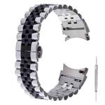 For Samsung Galaxy Watch4 40mm/44mm Five-bead Stainless Steel Watch Band(Silver Black)