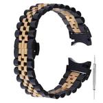 For Samsung Galaxy Watch4 40mm/44mm Five-bead Stainless Steel Watch Band(Black Gold)