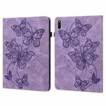 For Huawei MatePad 11 2021 Embossed Butterfly Pattern Horizontal Flip Leather Tablet Case(Purple)