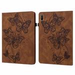 For Huawei MatePad 11 2021 Embossed Butterfly Pattern Horizontal Flip Leather Tablet Case(Brown)