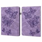 For Huawei MediaPad T3 10 9.6 inch Embossed Butterfly Pattern Horizontal Flip Leather Tablet Case(Purple)