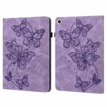 For Huawei MatePad T10S Embossed Butterfly Pattern Horizontal Flip Leather Tablet Case(Purple)