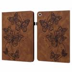 For Huawei MatePad T10S Embossed Butterfly Pattern Horizontal Flip Leather Tablet Case(Brown)
