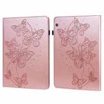 For Huawei MediaPad T5 10 inch Embossed Butterfly Pattern Horizontal Flip Leather Tablet Case(Pink)