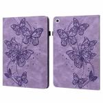 For Lenovo Tab M10 TB-X505L / TB-X505F / TB-X605L / TB-X605F & P10 TB-X705F / TB-X705L Embossed Butterfly Pattern Horizontal Flip Leather Tablet Case(Purple)