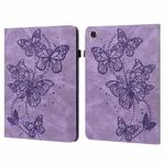 For Lenovo Tab M8 HD TB-8505F 8505X / M8 FHD 8.0 Embossed Butterfly Pattern Horizontal Flip Leather Tablet Case(Purple)