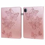 For Xiaomi Pad 5 / 5 Pro Embossed Butterfly Pattern Horizontal Flip Leather Tablet Case(Pink)