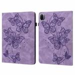 For Xiaomi Pad 5 / 5 Pro Embossed Butterfly Pattern Horizontal Flip Leather Tablet Case(Purple)