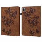For Xiaomi Pad 5 / 5 Pro Embossed Butterfly Pattern Horizontal Flip Leather Tablet Case(Brown)