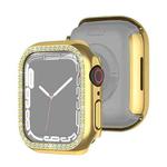 Electroplating PC Single Row Diamond Protective Case For Apple Watch Series 9 / 8 / 7 41mm(Gold)