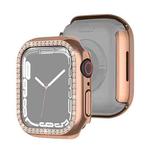 Electroplating PC Single Row Diamond Protective Case For Apple Watch Series 9 / 8 / 7 41mm(Rose Gold)