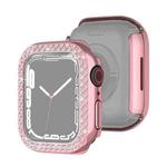 Electroplating PC Double Rows Diamond Protective Case For Apple Watch Series 9 / 8 / 7 41mm(Rose Pink)